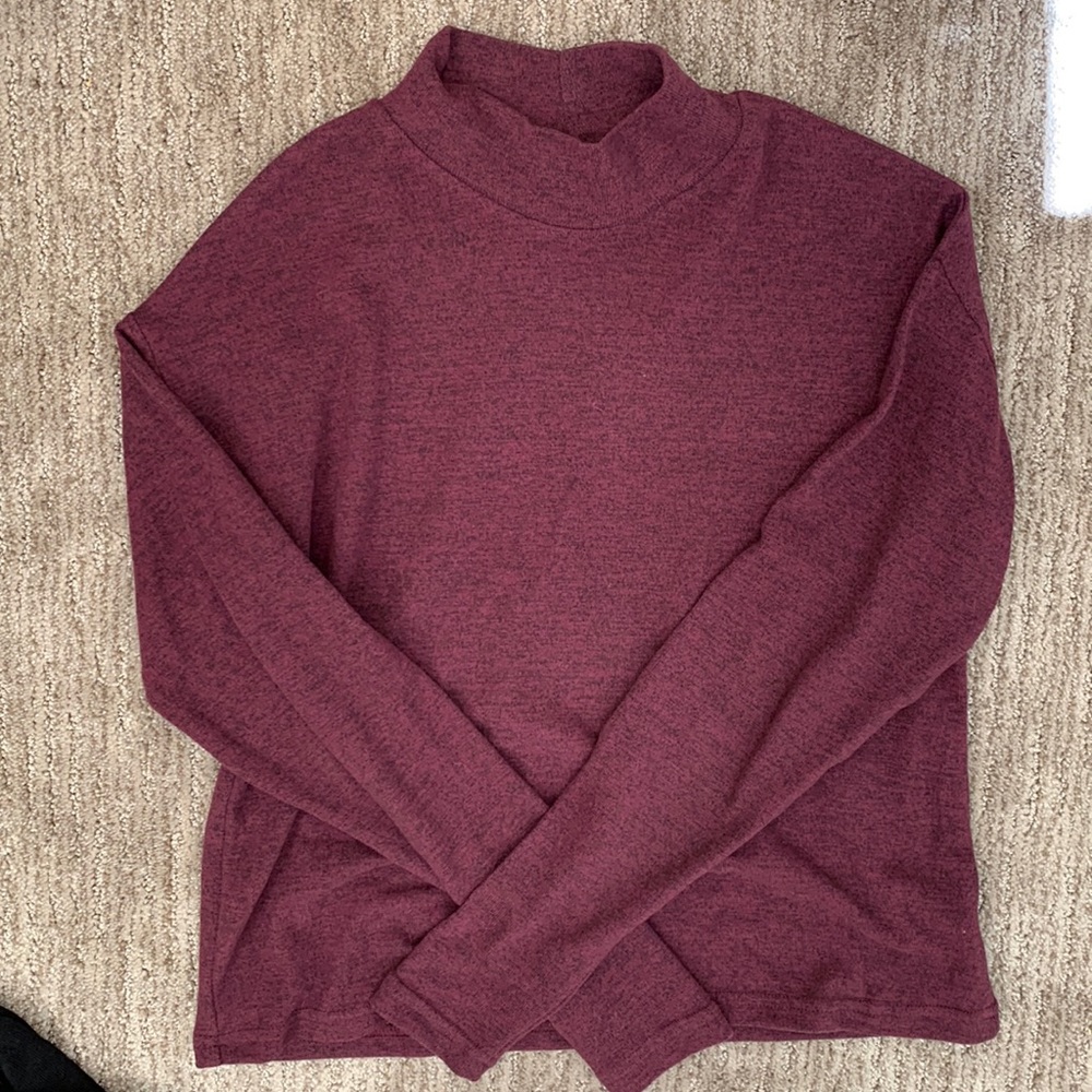 Soft mock neck long sleeve sweater
